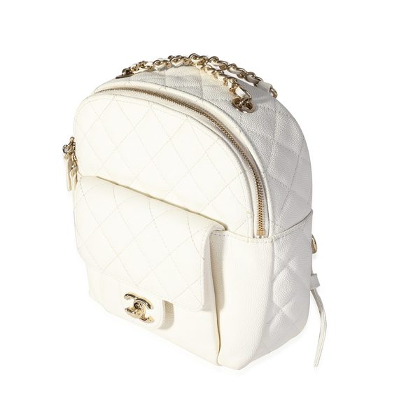 Chanel White Quilted Caviar CC Day Backpack - Picture 3 of 7